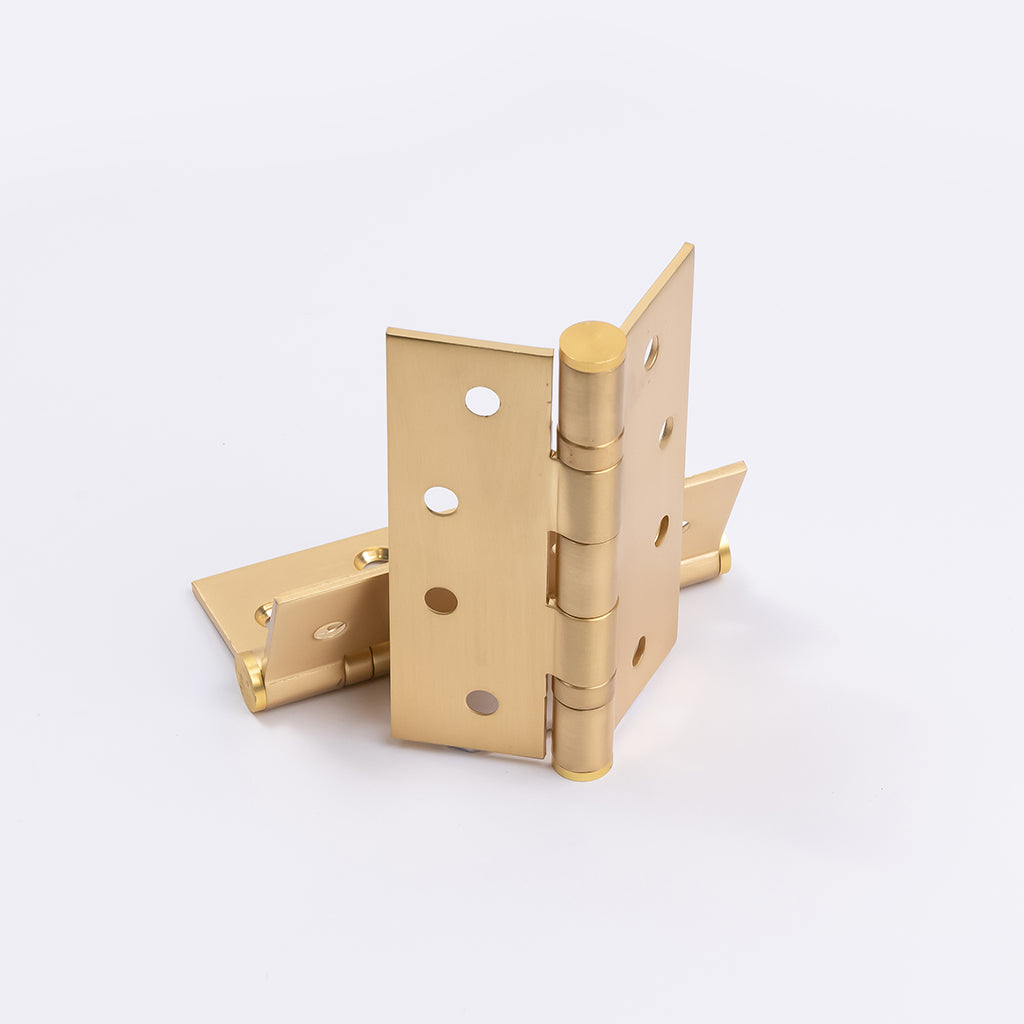 Satin Brass Ball Bearing Hinge (Pair) 100mm x 75mm - Manovella