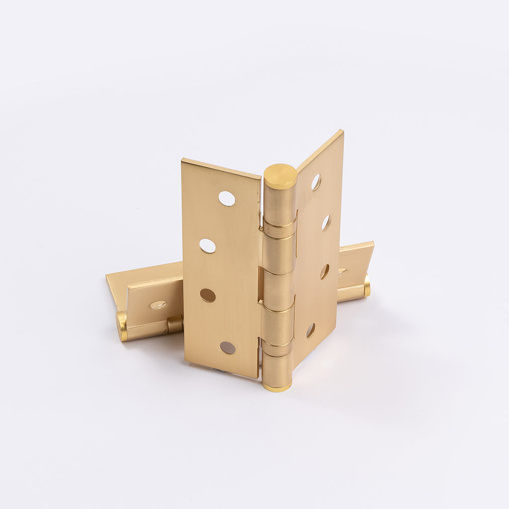 Satin Brass Ball Bearing Hinge (Pair) 100mm x 75mm - Manovella