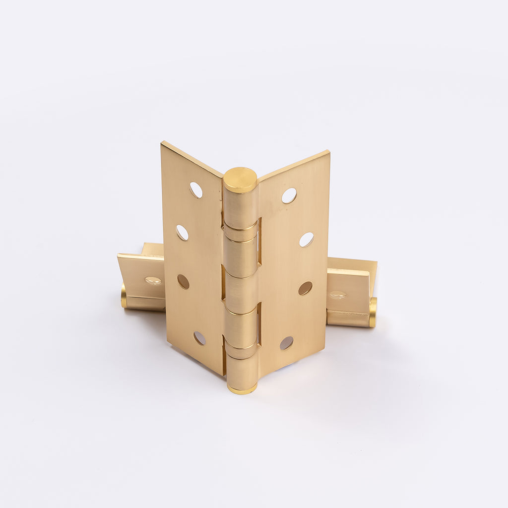 Satin Brass Ball Bearing Hinge (Pair) 100mm x 75mm - Manovella
