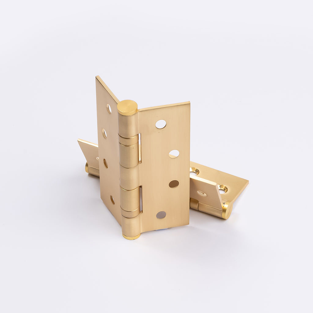 Satin Brass Ball Bearing Hinge (Pair) 100mm x 75mm - Manovella