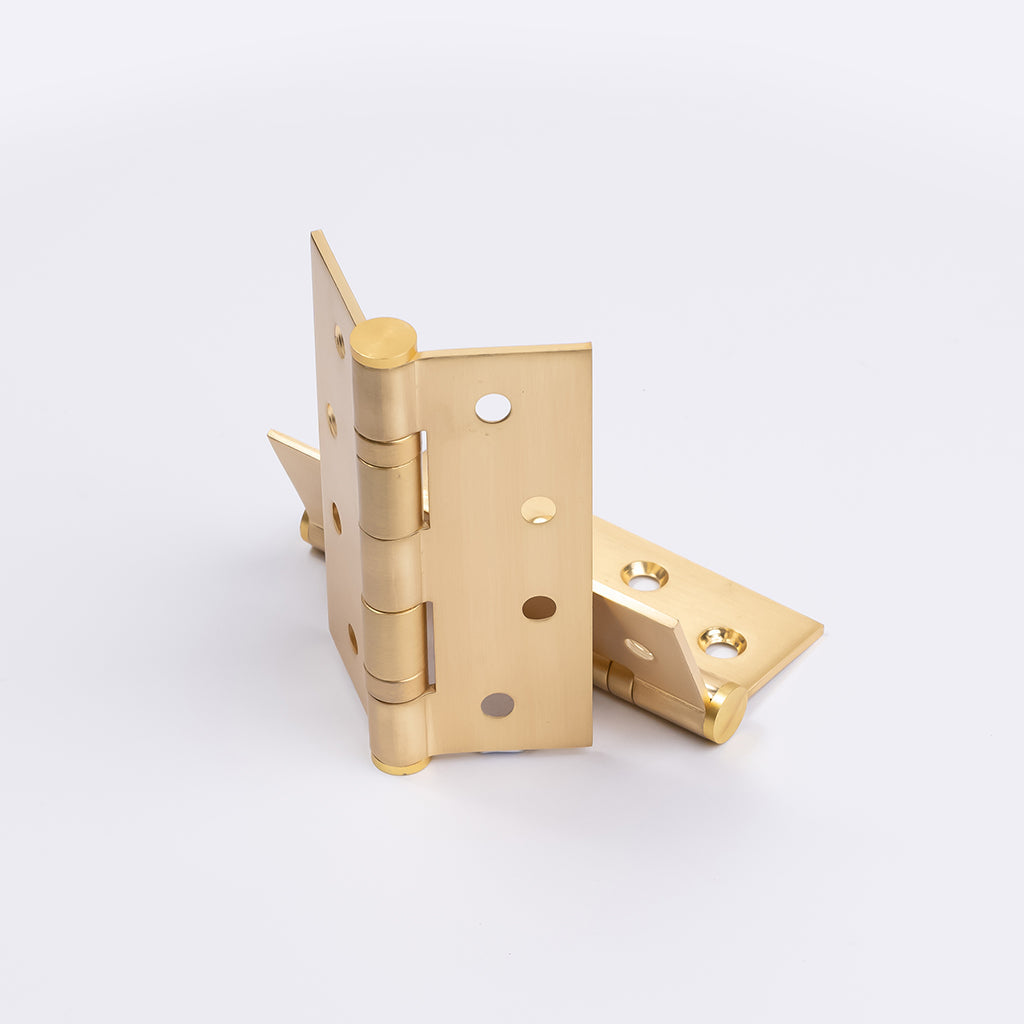 Satin Brass Ball Bearing Hinge (Pair) 100mm x 75mm - Manovella