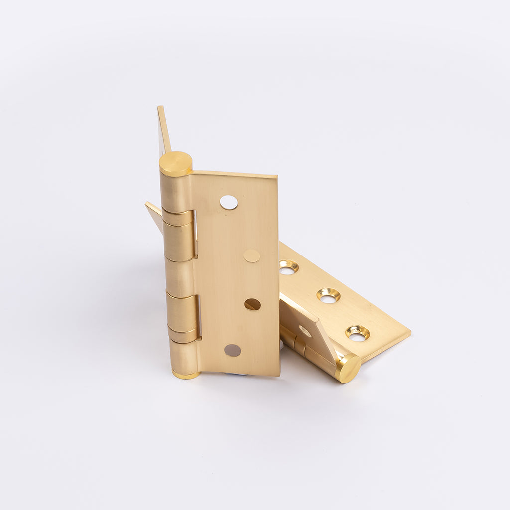 Satin Brass Ball Bearing Hinge (Pair) 100mm x 75mm - Manovella