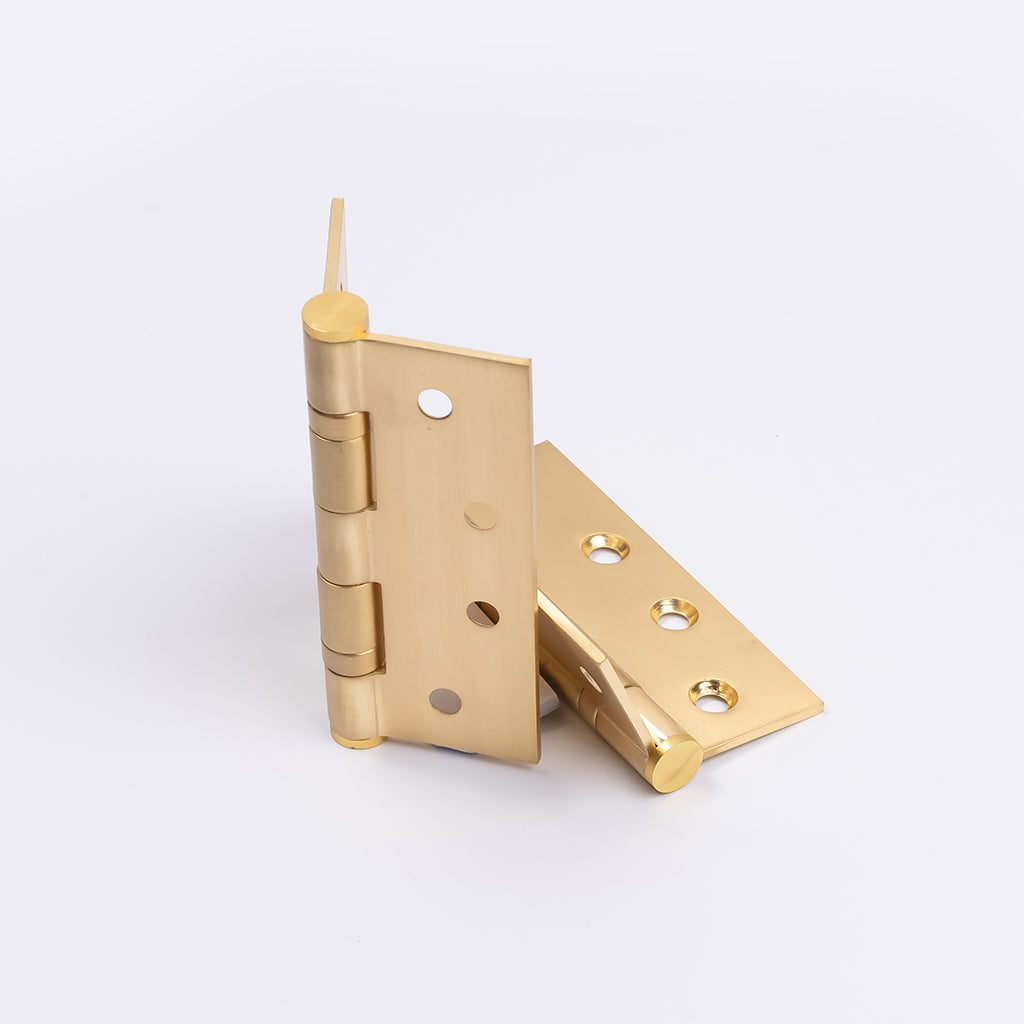 Satin Brass Ball Bearing Hinge (Pair) 100mm x 75mm - Manovella