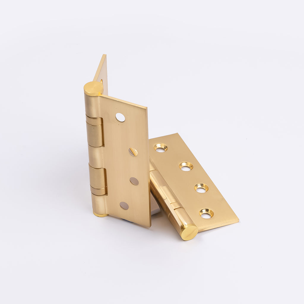 Satin Brass Ball Bearing Hinge (Pair) 100mm x 75mm - Manovella