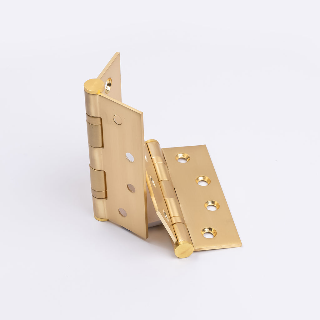 Satin Brass Ball Bearing Hinge (Pair) 100mm x 75mm - Manovella