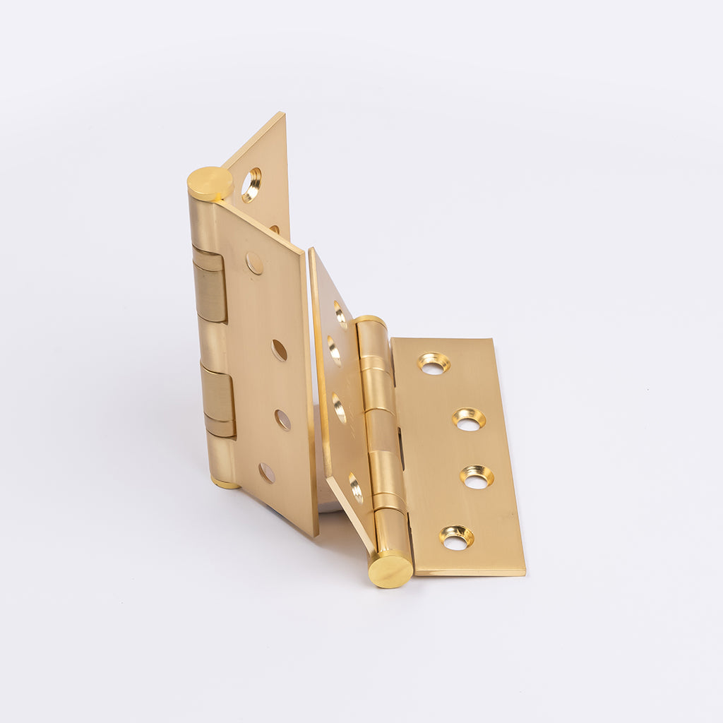 Satin Brass Ball Bearing Hinge (Pair) 100mm x 75mm - Manovella