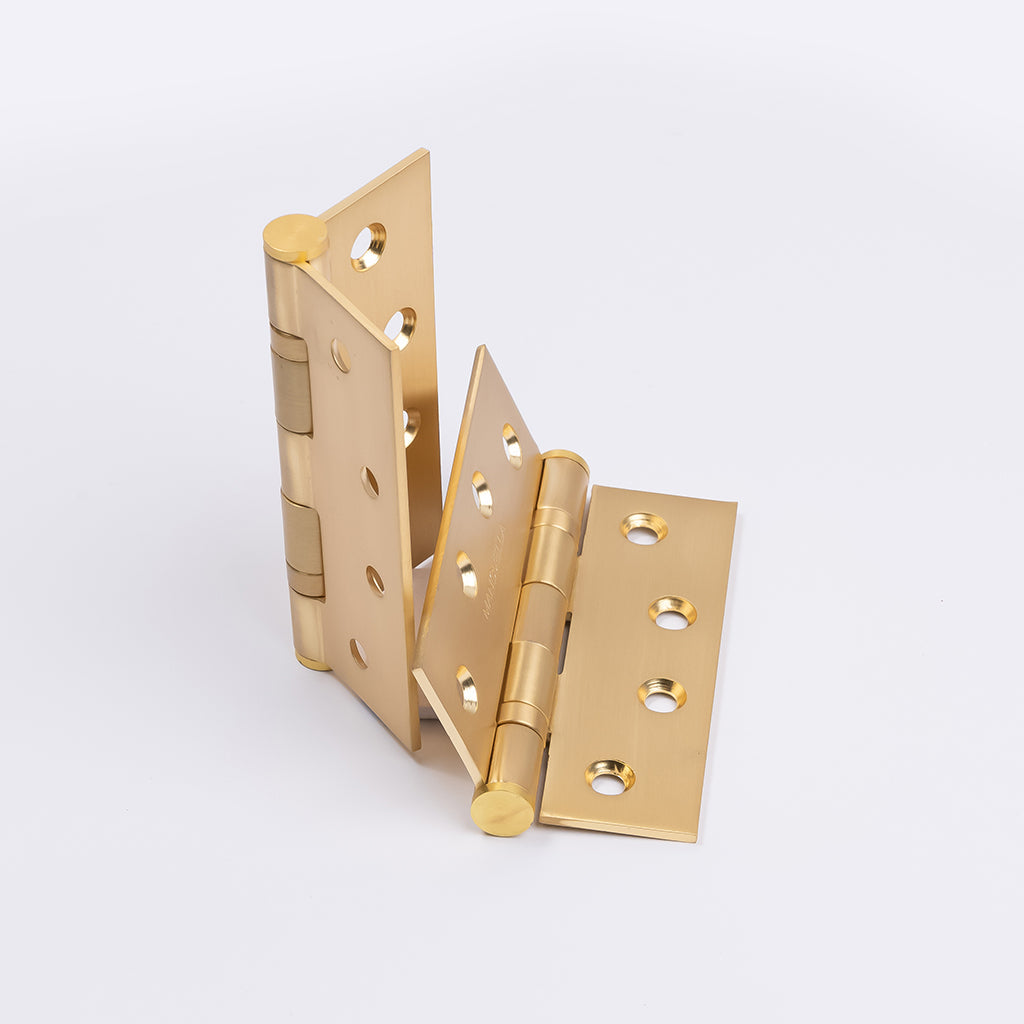 Satin Brass Ball Bearing Hinge (Pair) 100mm x 75mm - Manovella