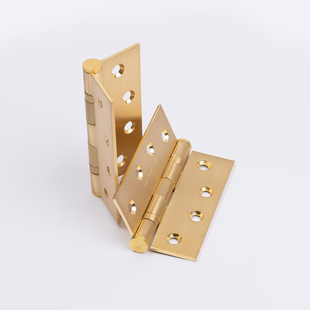 Satin Brass Ball Bearing Hinge (Pair) 100mm x 75mm - Manovella