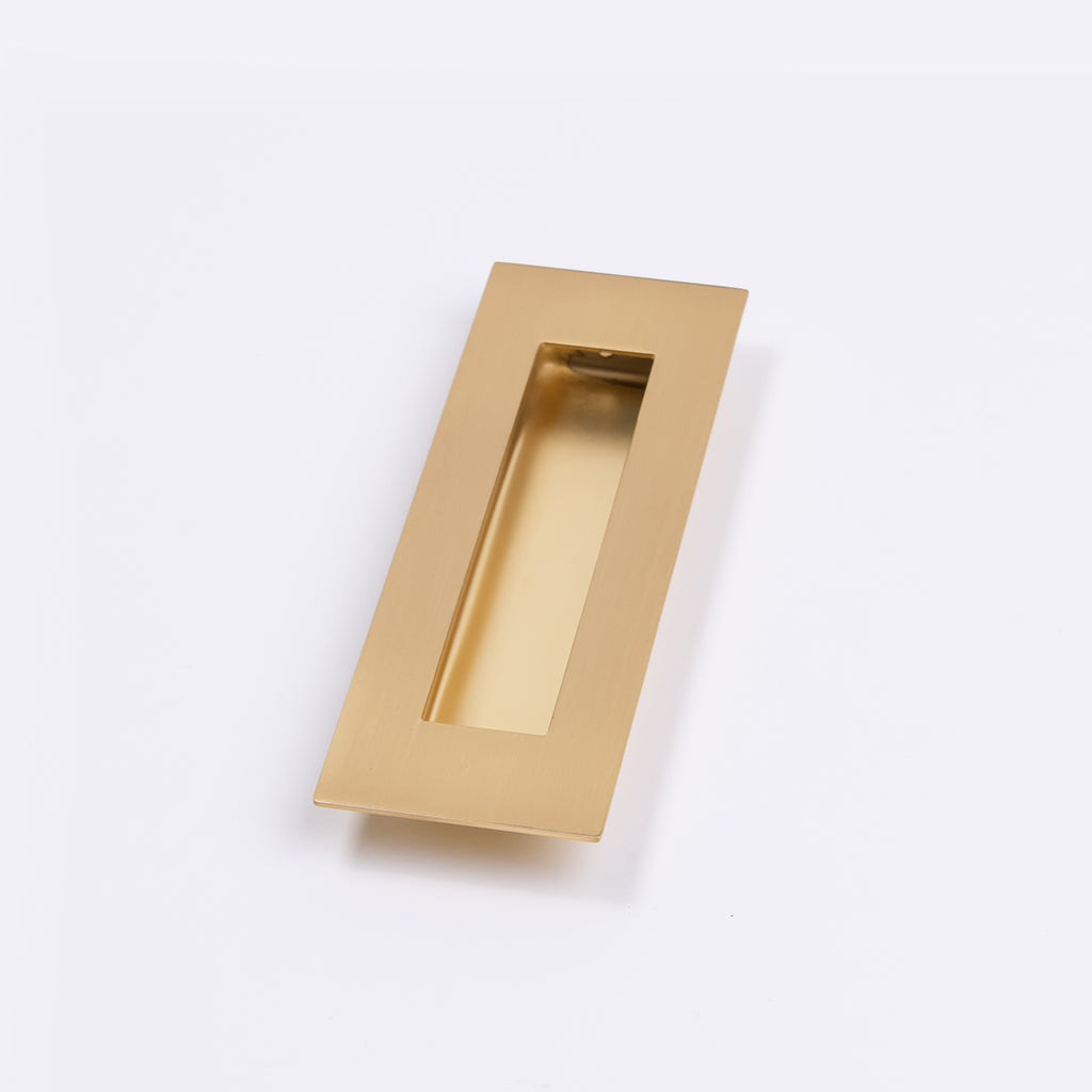 Satin Brass Sliding Door Flush Pull 150mm x 50mm - Manovella