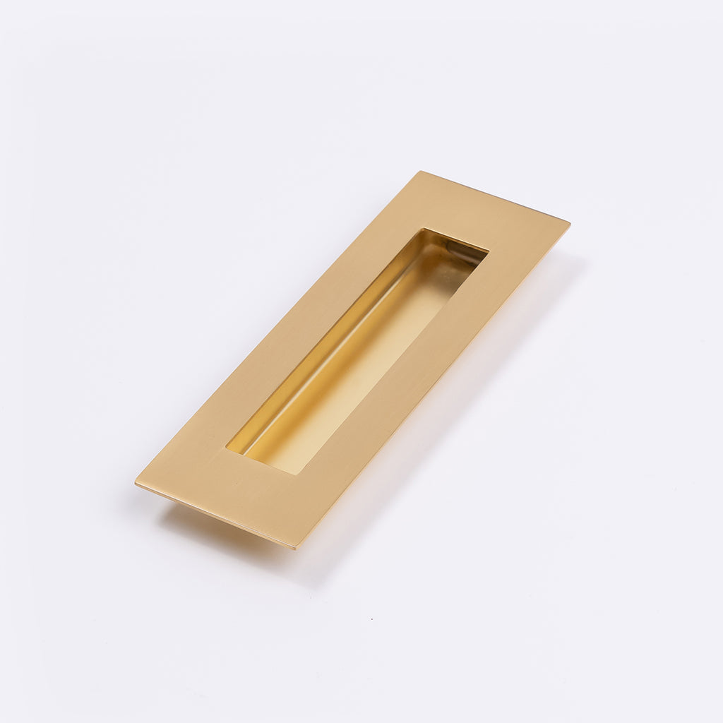 Satin Brass Sliding Door Flush Pull 150mm x 50mm - Manovella