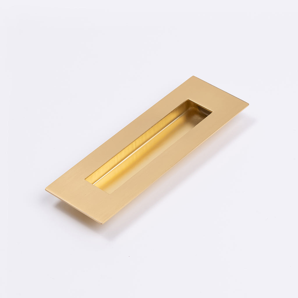 Satin Brass Sliding Door Flush Pull 150mm x 50mm - Manovella