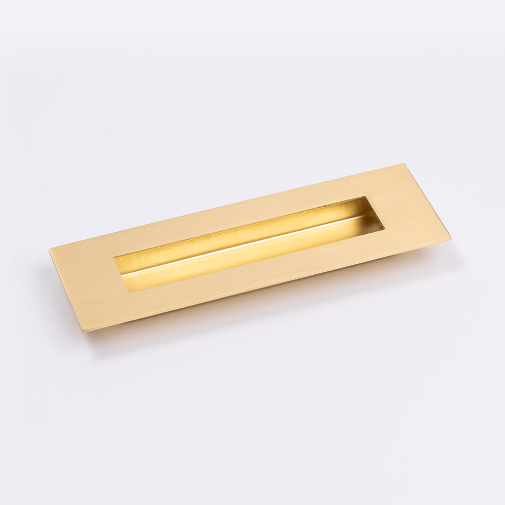 Satin Brass Sliding Door Flush Pull 150mm x 50mm - Manovella