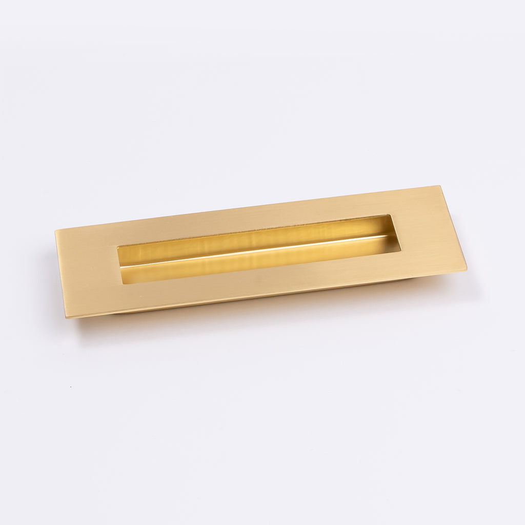 Satin Brass Sliding Door Flush Pull 150mm x 50mm - Manovella