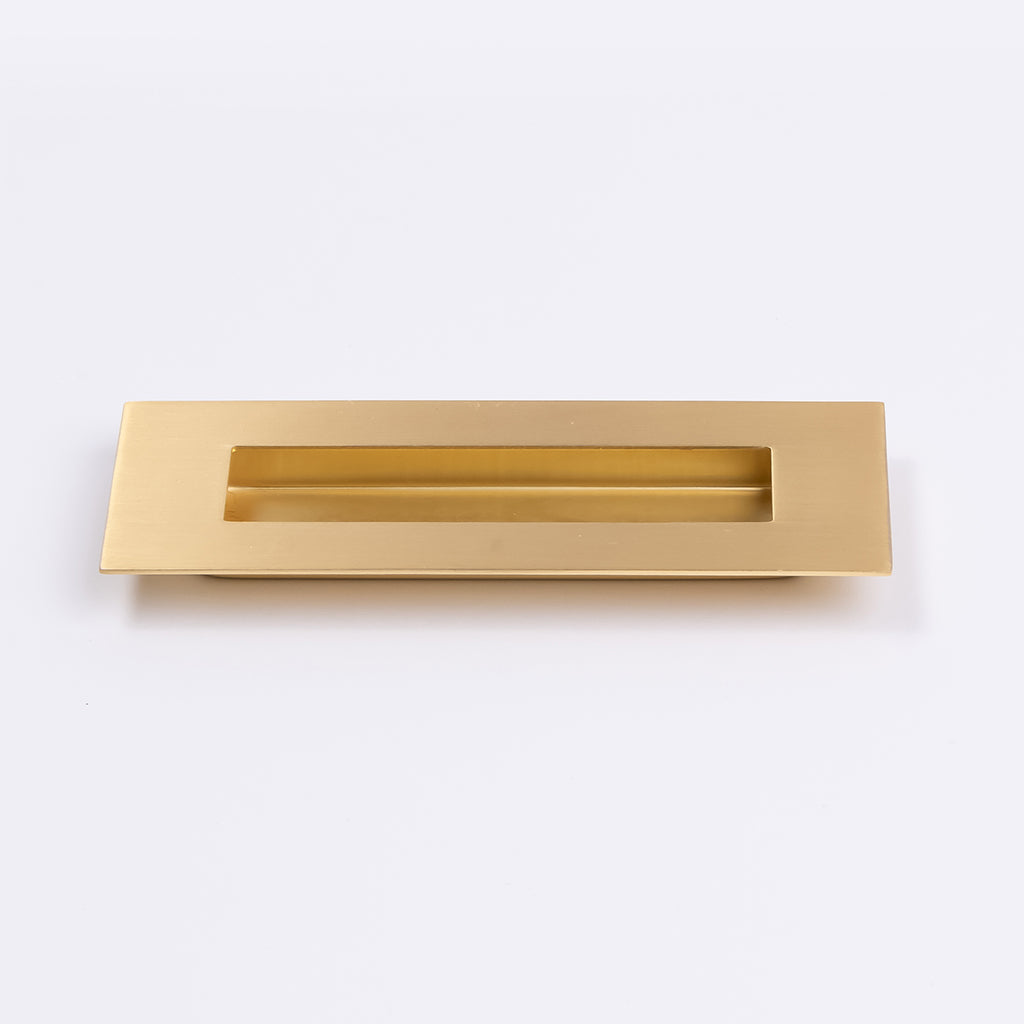 Satin Brass Sliding Door Flush Pull 150mm x 50mm - Manovella