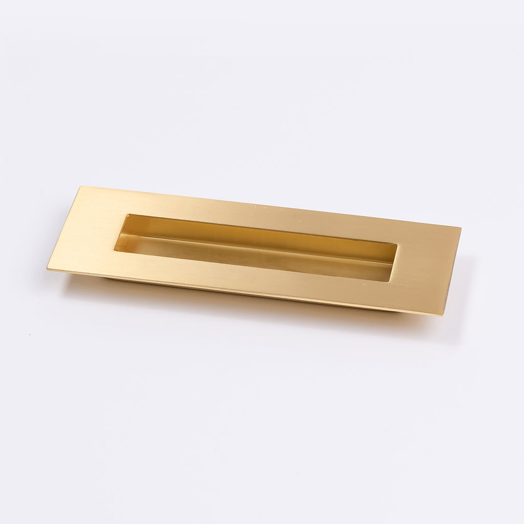 Satin Brass Sliding Door Flush Pull 150mm x 50mm - Manovella