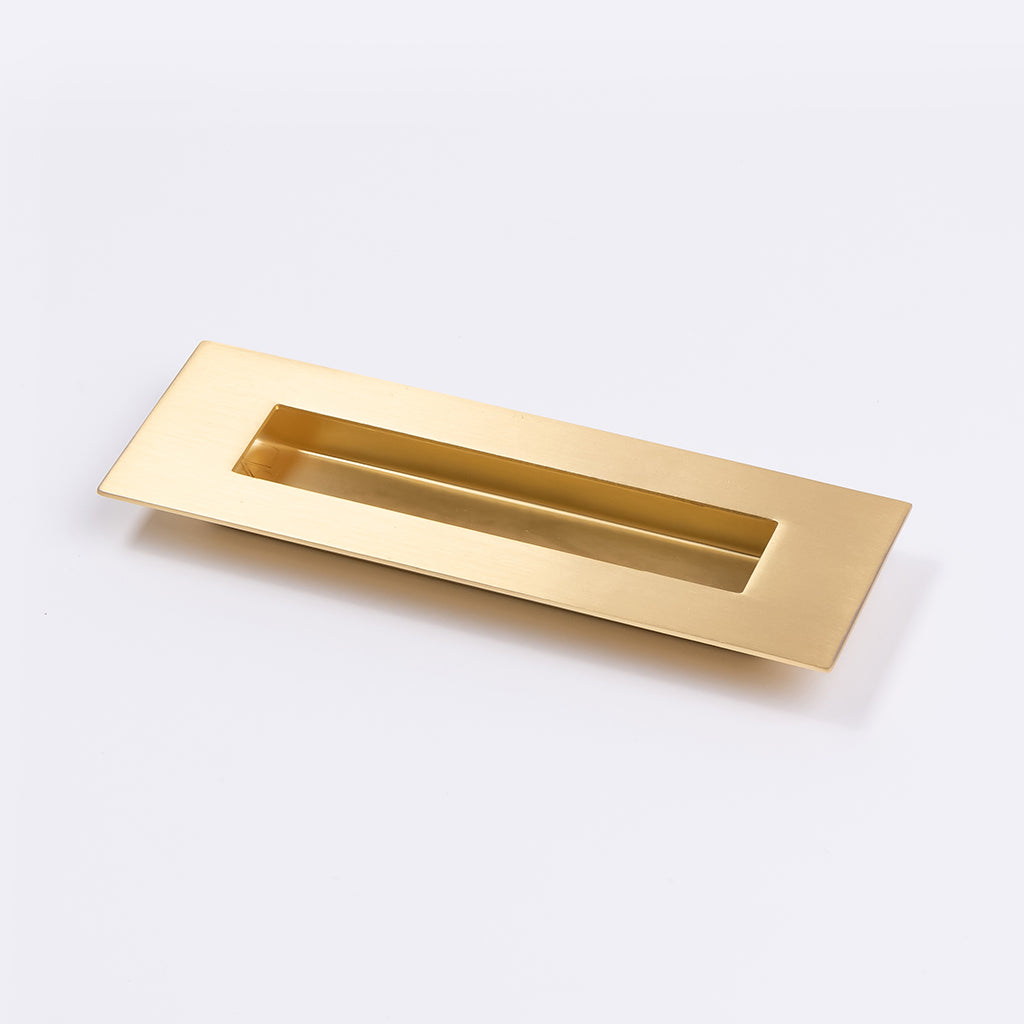 Satin Brass Sliding Door Flush Pull 150mm x 50mm - Manovella