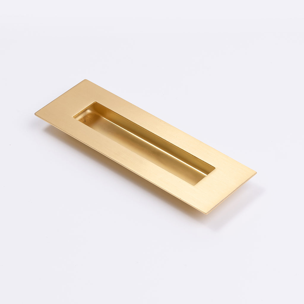 Satin Brass Sliding Door Flush Pull 150mm x 50mm - Manovella
