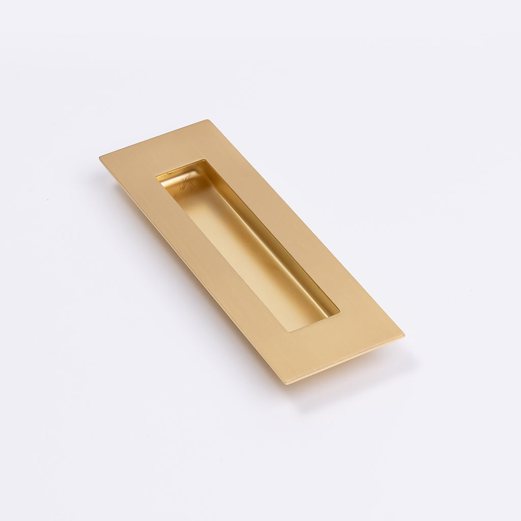 Satin Brass Sliding Door Flush Pull 150mm x 50mm - Manovella