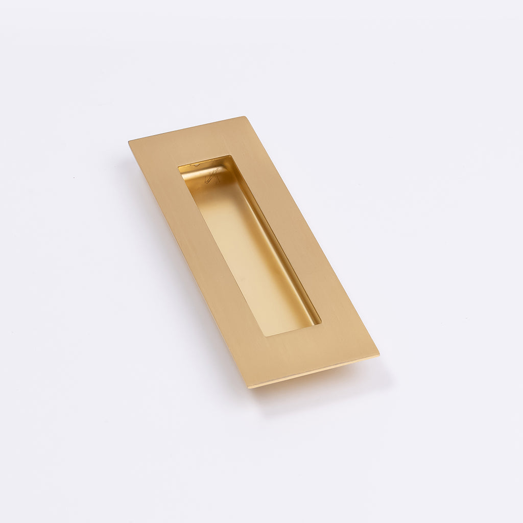 Satin Brass Sliding Door Flush Pull 150mm x 50mm - Manovella