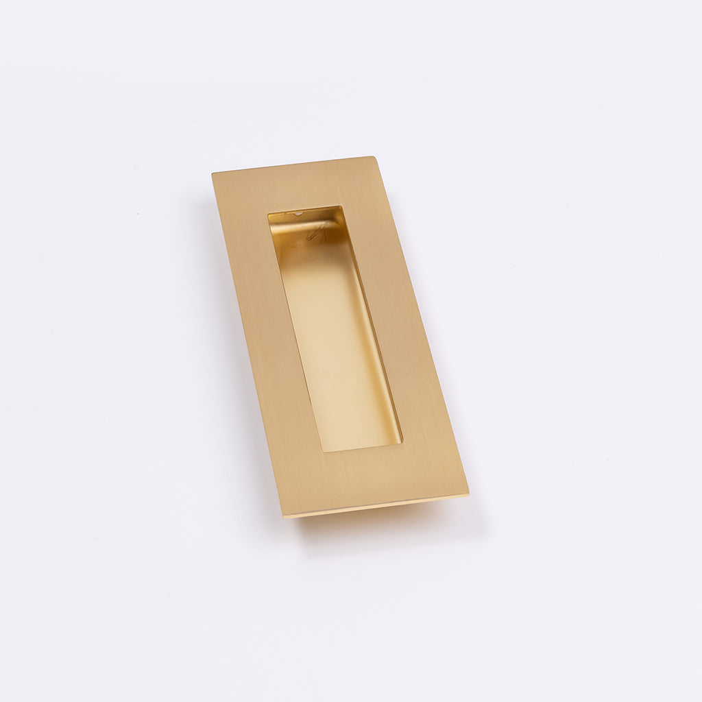 Satin Brass Sliding Door Flush Pull 150mm x 50mm - Manovella