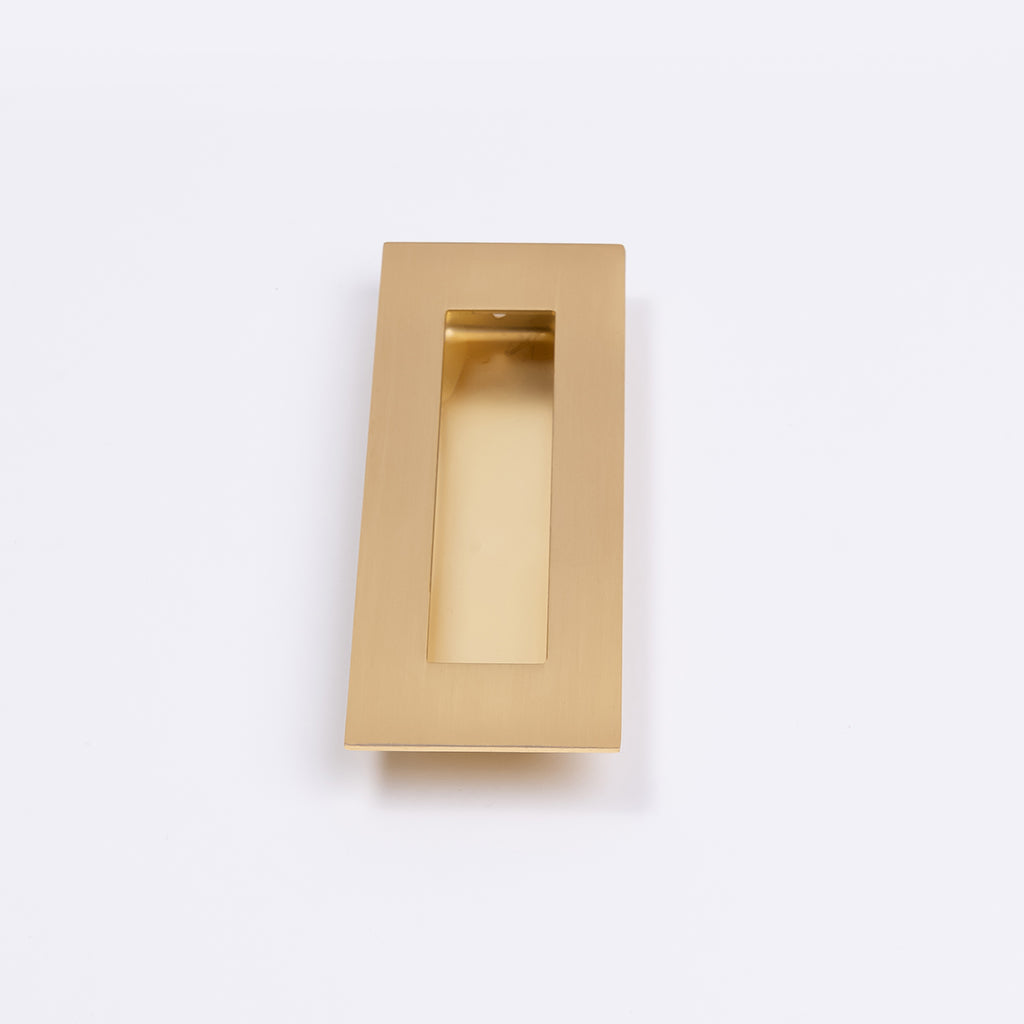 Satin Brass Sliding Door Flush Pull 150mm x 50mm - Manovella