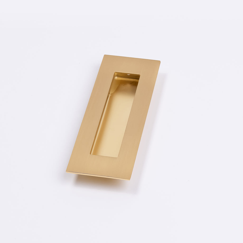 Satin Brass Sliding Door Flush Pull 150mm x 50mm - Manovella
