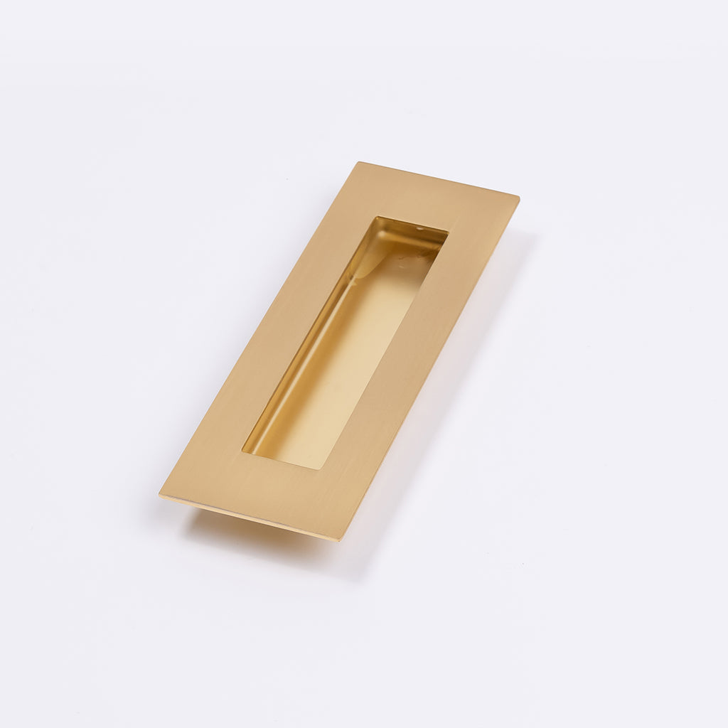 Satin Brass Sliding Door Flush Pull 150mm x 50mm - Manovella