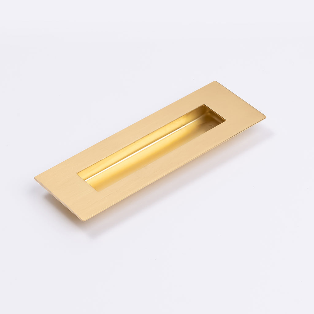 Satin Brass Sliding Door Flush Pull 150mm x 50mm - Manovella