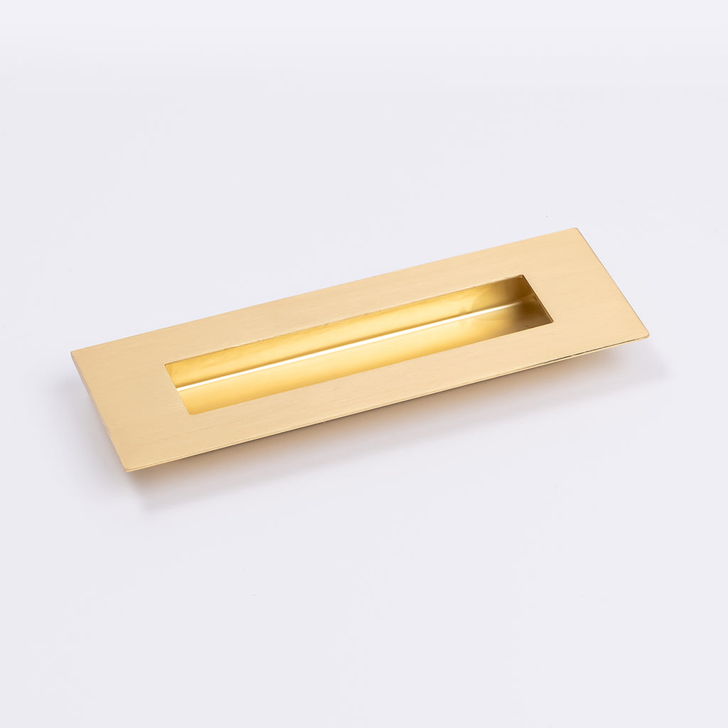 Satin Brass Sliding Door Flush Pull 150mm x 50mm - Manovella