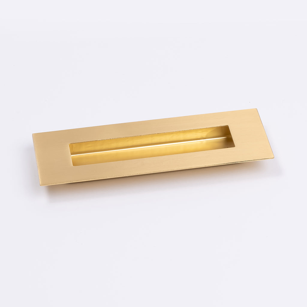 Satin Brass Sliding Door Flush Pull 150mm x 50mm - Manovella