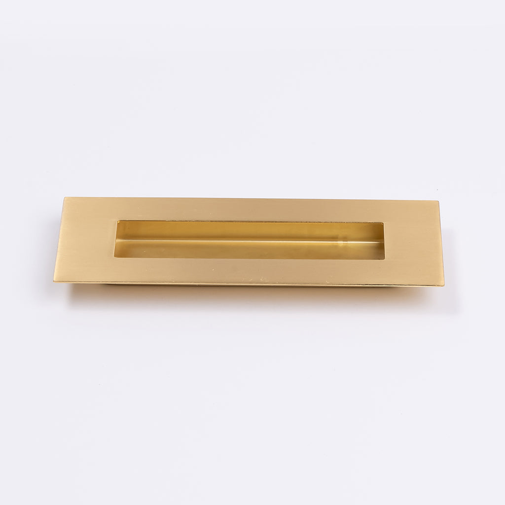Satin Brass Sliding Door Flush Pull 150mm x 50mm - Manovella