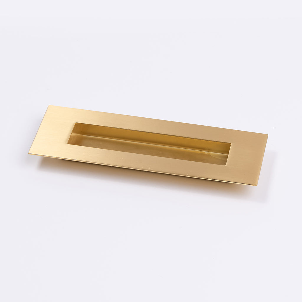 Satin Brass Sliding Door Flush Pull 150mm x 50mm - Manovella