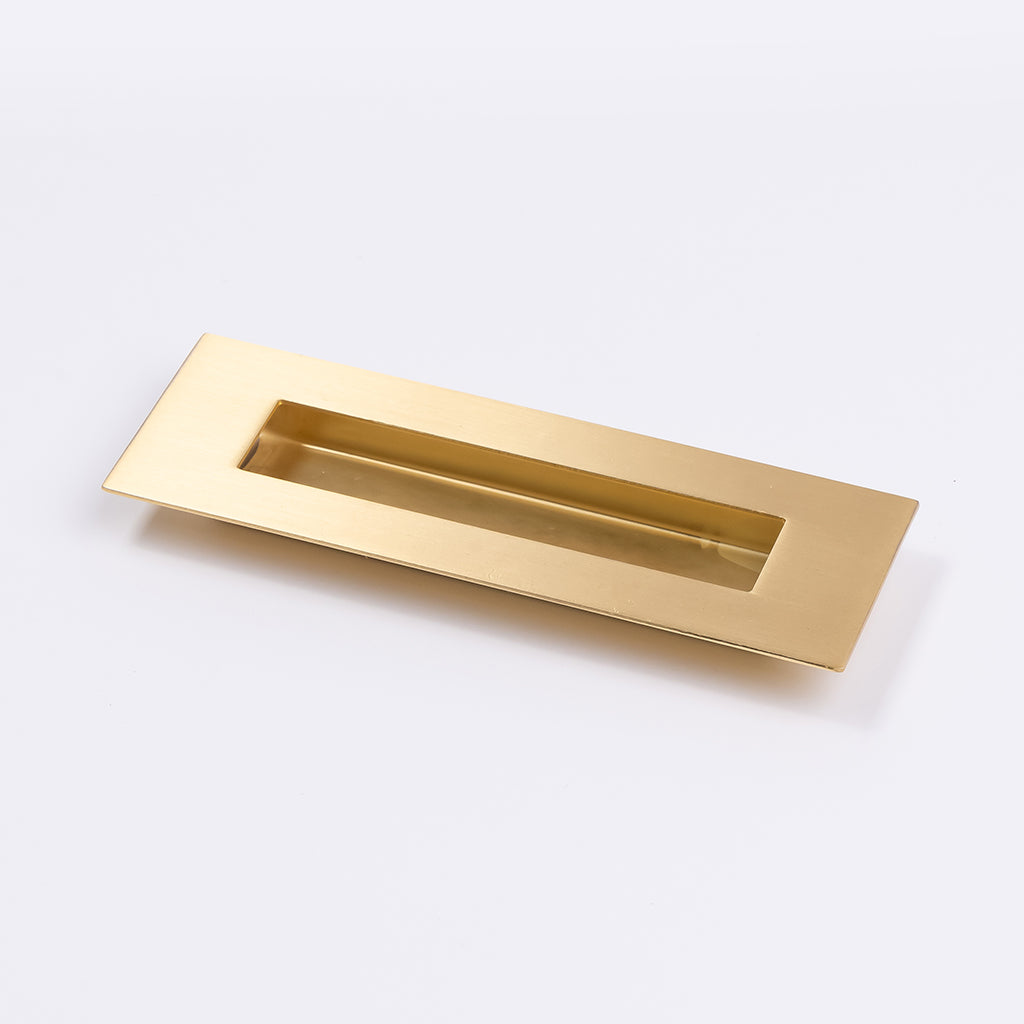 Satin Brass Sliding Door Flush Pull 150mm x 50mm - Manovella