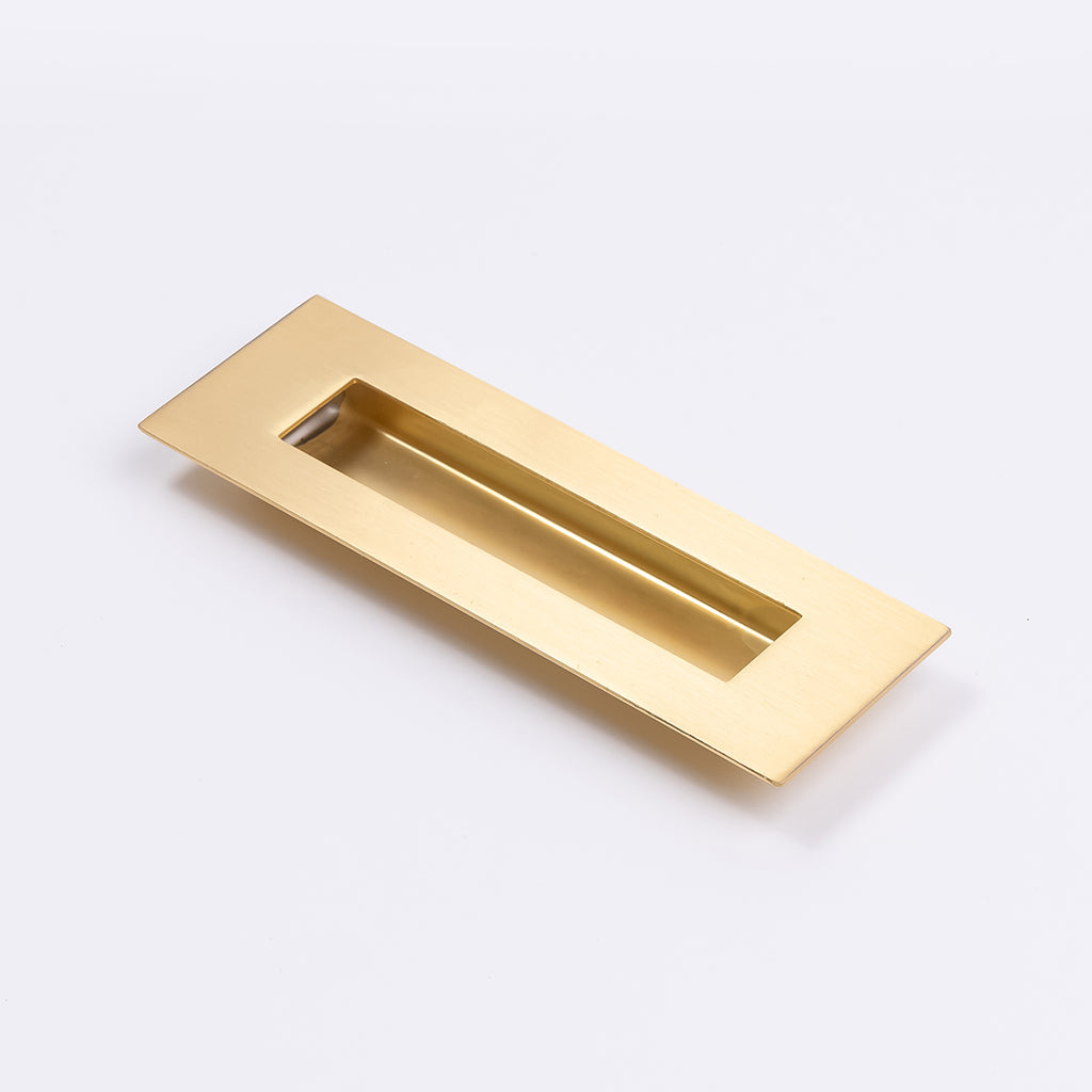 Satin Brass Sliding Door Flush Pull 150mm x 50mm - Manovella