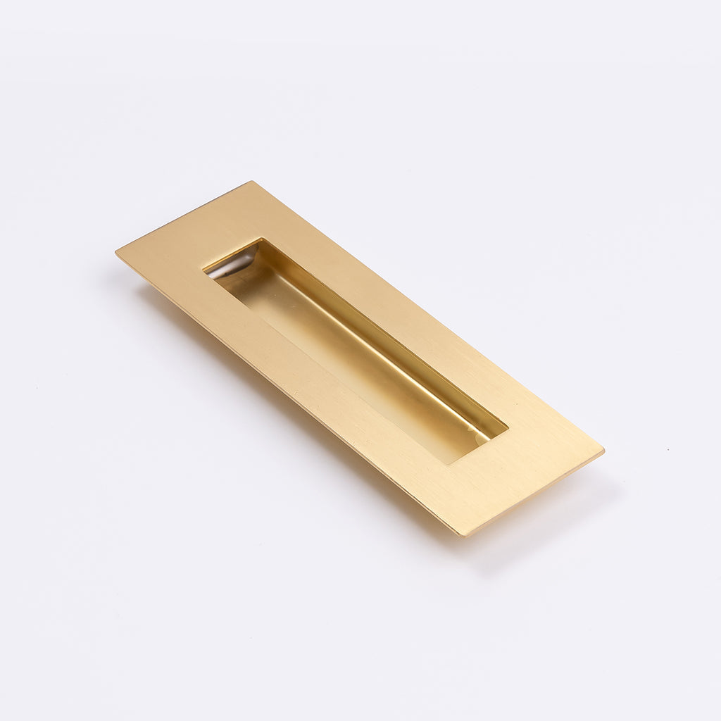 Satin Brass Sliding Door Flush Pull 150mm x 50mm - Manovella