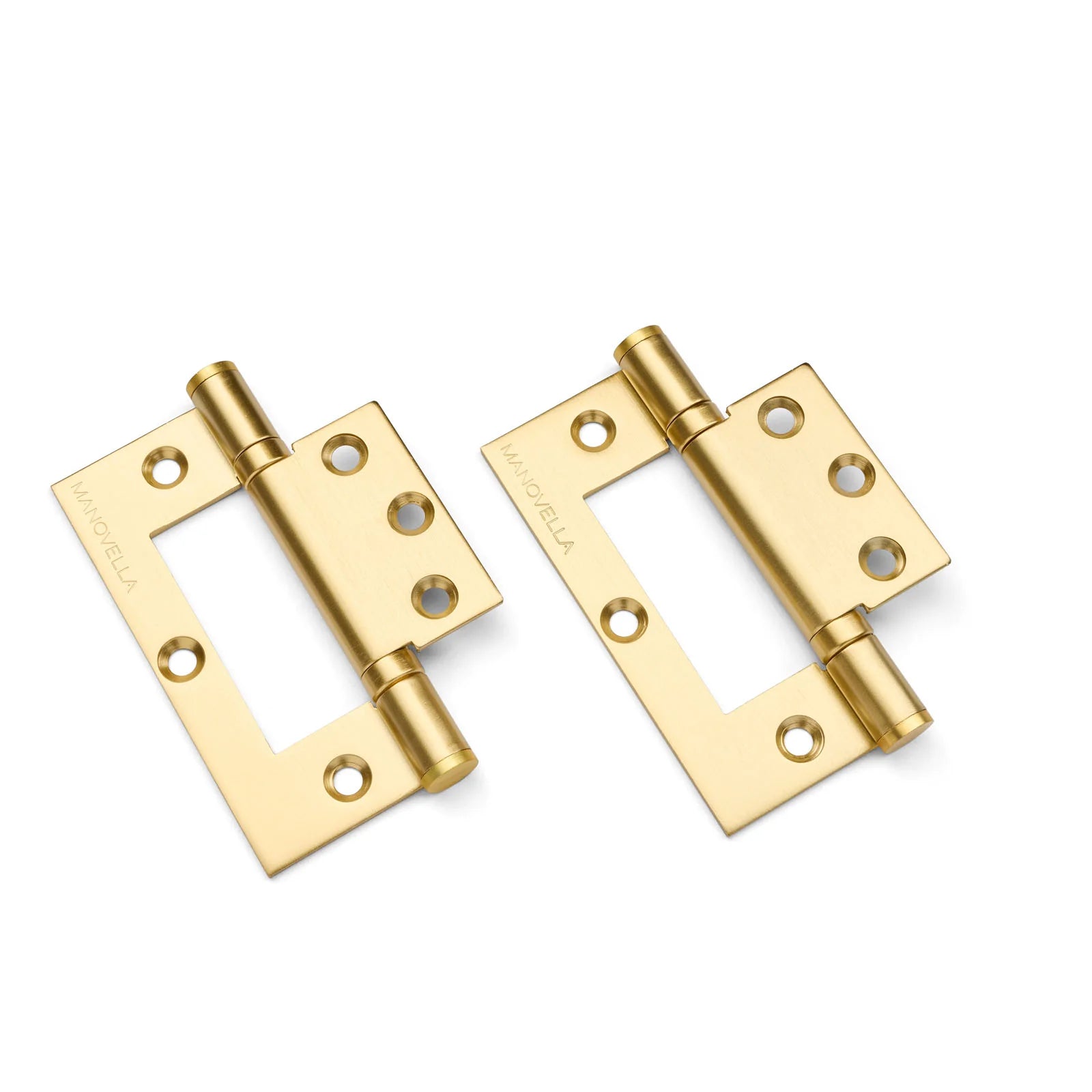 Satin Brass Ball Bearing Fast Fix Hinge (Pair) 100mm x 70mm - Manovella