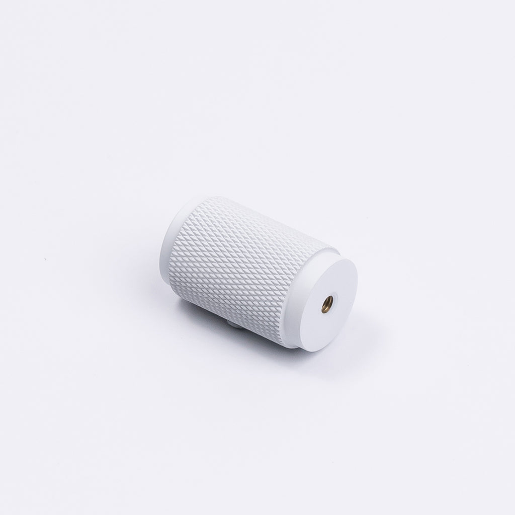 White Knurled Cabinet Knob - Helena - Manovella