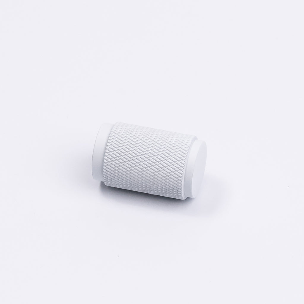 White Knurled Cabinet Knob - Helena - Manovella