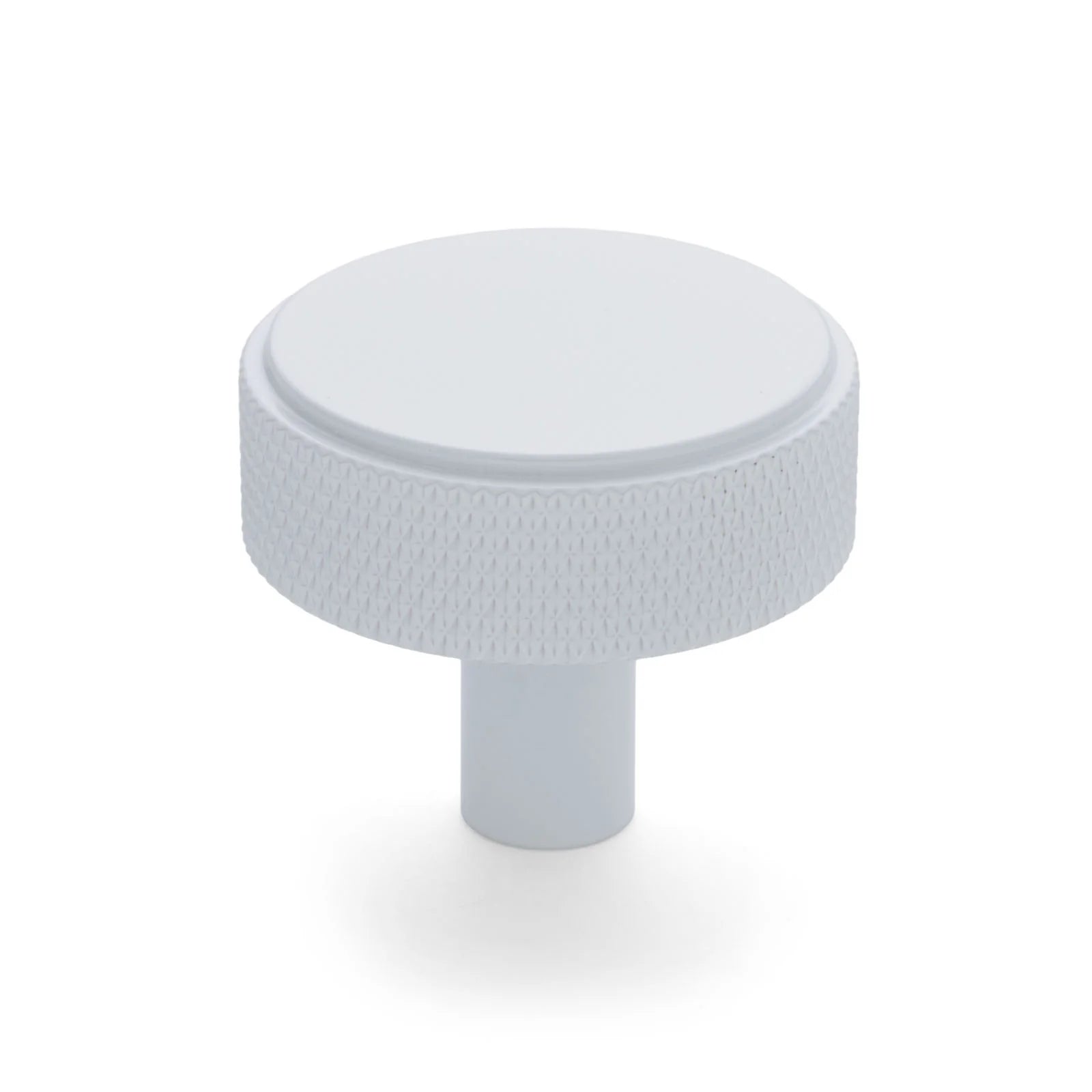 White Round Knurled Cabinet Knob - Octavia - Manovella