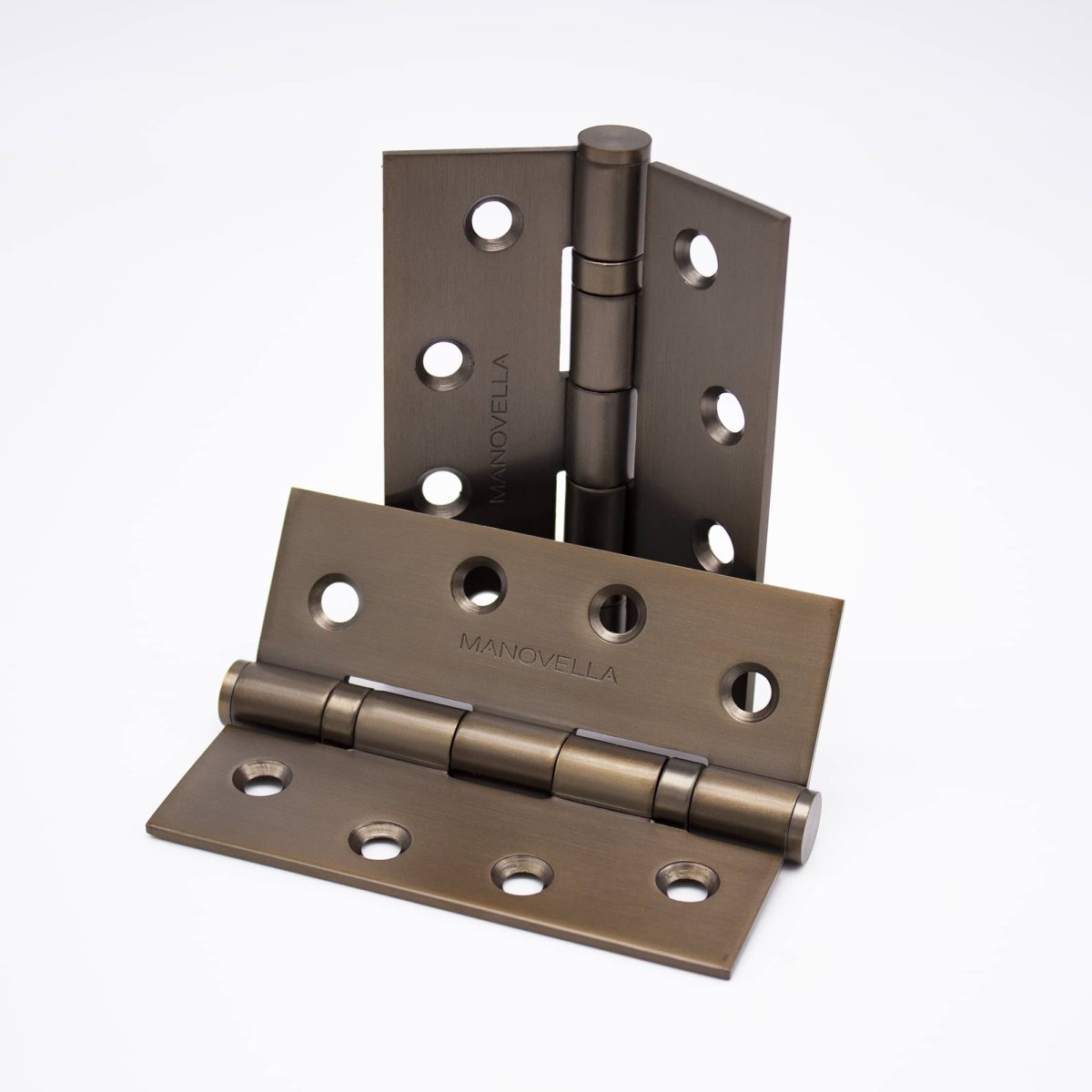 Aged Brass Ball Bearing Hinge (Pair) 100mm x 75mm - Manovella - Entry - Point - HBBFP10075AG - Manovella