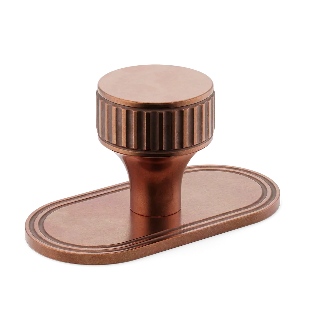 Barwick Ridged Cabinet Knob with Backplate By Armac Martin