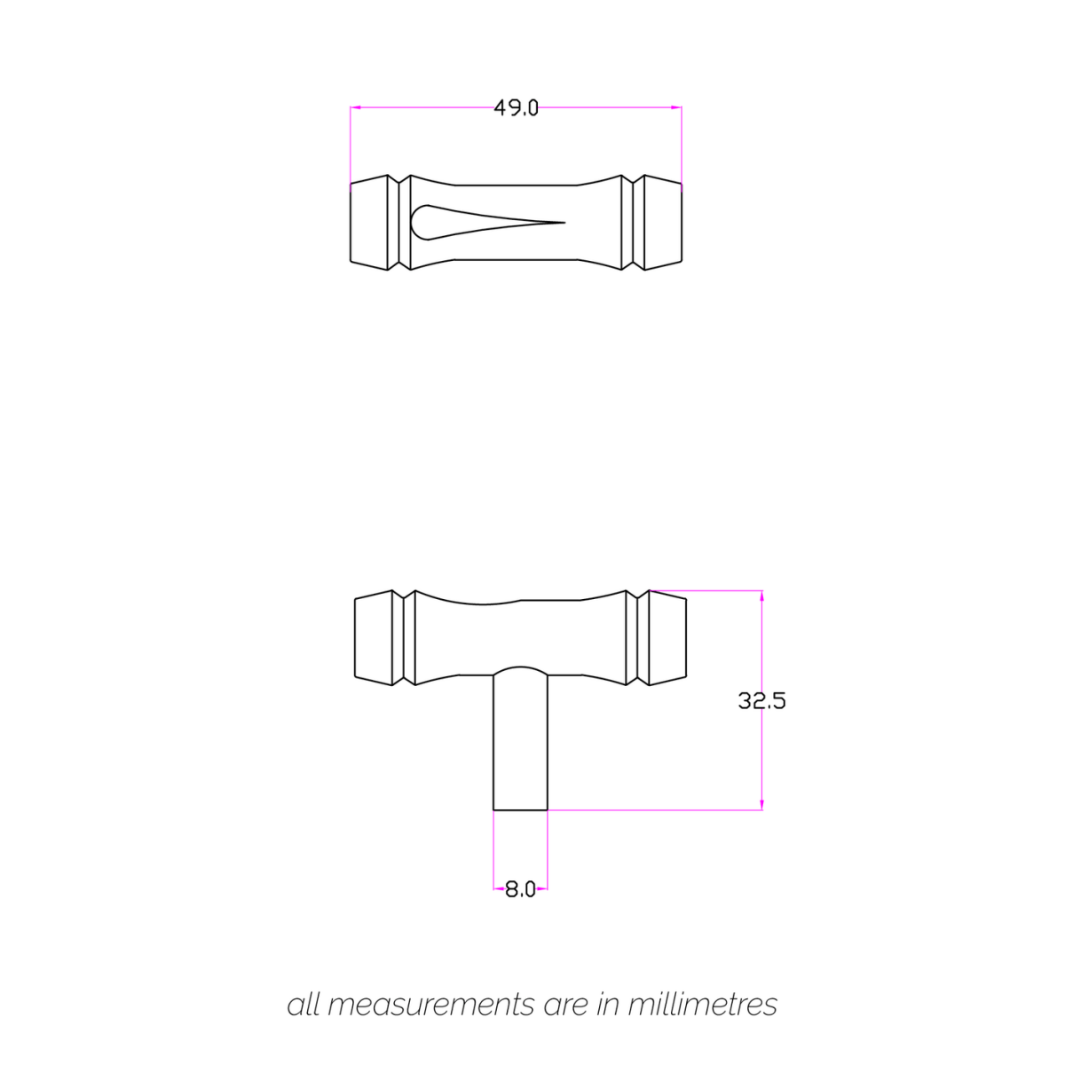 Bamboo T - Bar - Antique Brass By Hepburn - Entry - Point - BAMKAB - Hepburn Hardware