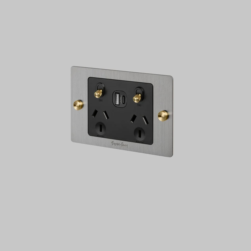 2G GPO SOCKET / USB A + C / WITH LOGO / CROSS - Buster + Punch