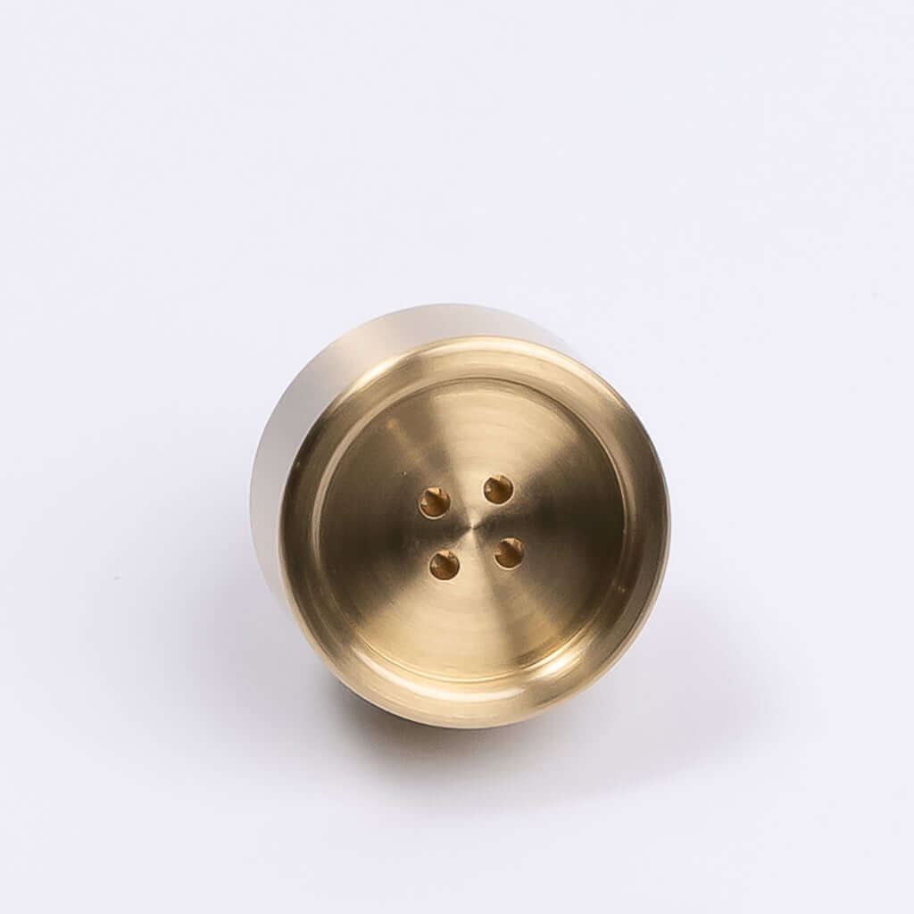 Brushed Brass Button Cabinet Knob - Bianca - Manovella - Entry - Point - CABBIA26BB - Manovella