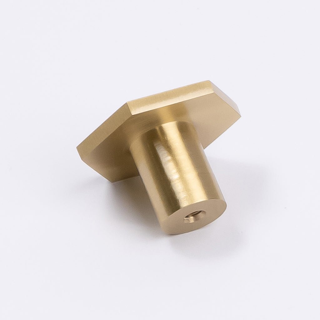 Brushed Brass Hexagonal Cabinet Knob - Rosalind - Manovella - Entry - Point - CABROS32BB - Manovella