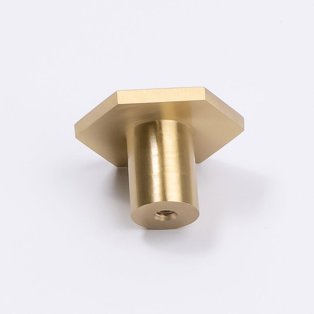 Brushed Brass Hexagonal Cabinet Knob - Rosalind - Manovella - Entry - Point - CABROS32BB - Manovella