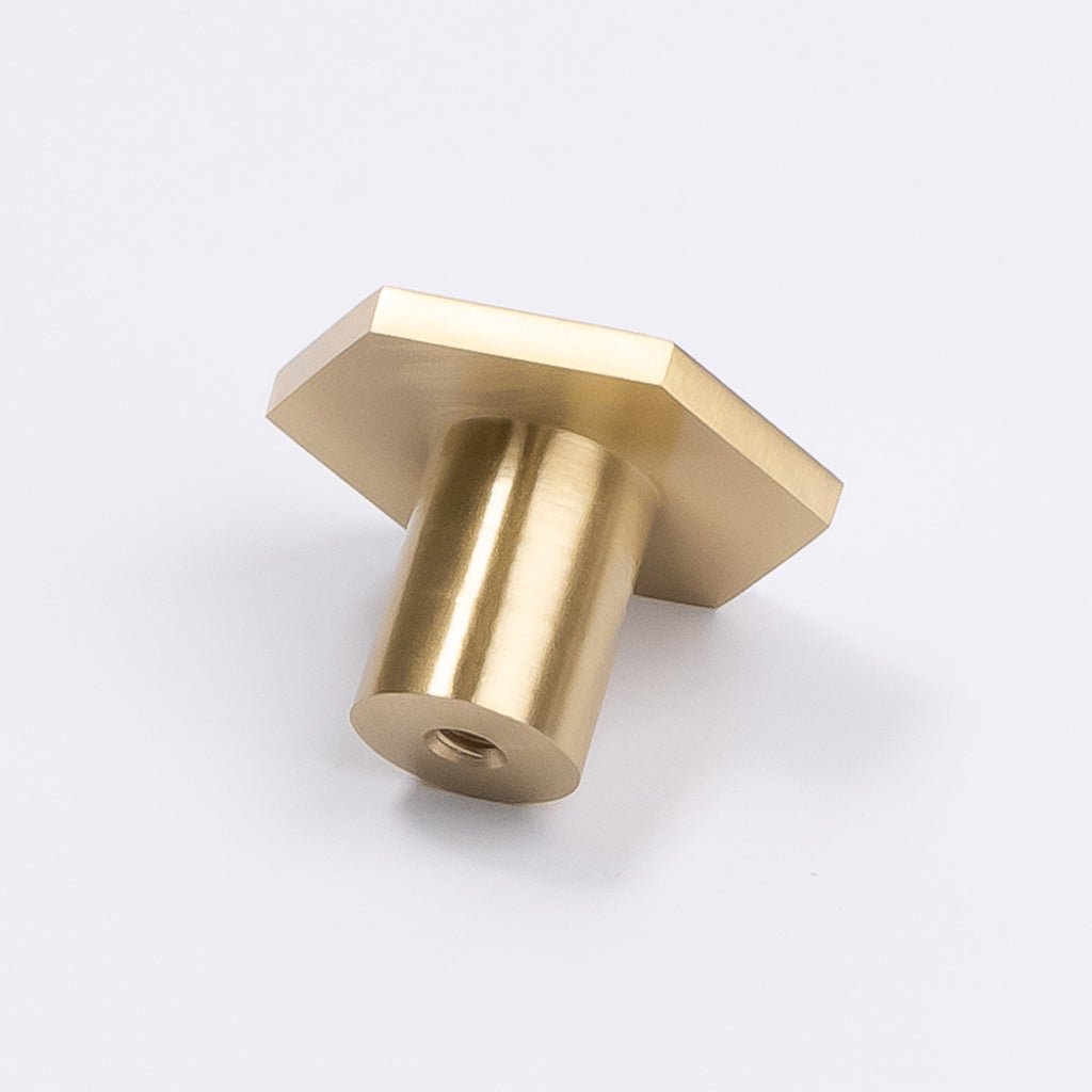 Brushed Brass Hexagonal Cabinet Knob - Rosalind - Manovella - Entry - Point - CABROS32BB - Manovella