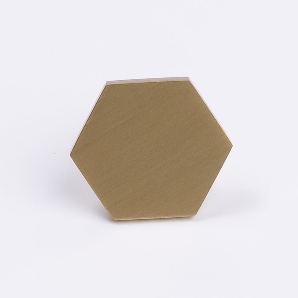Brushed Brass Hexagonal Cabinet Knob - Rosalind - Manovella - Entry - Point - CABROS32BB - Manovella