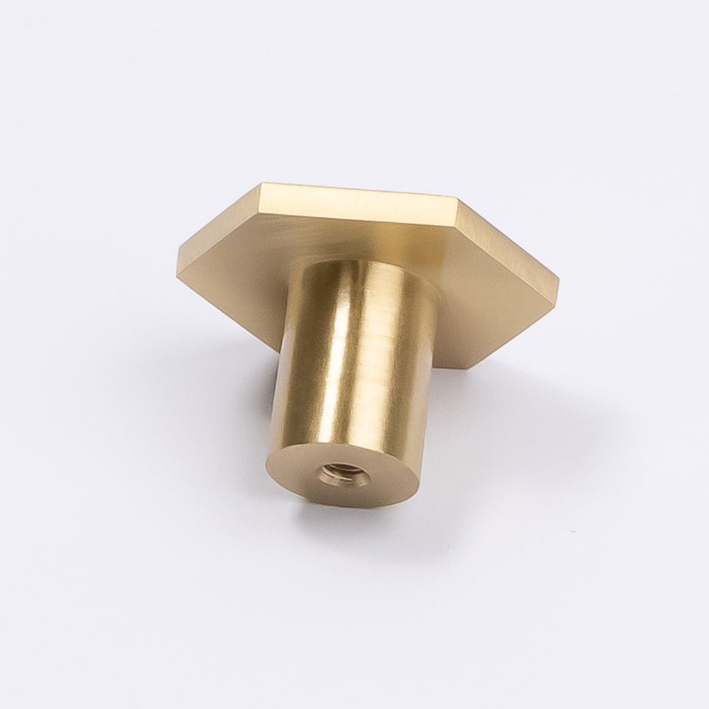 Brushed Brass Hexagonal Cabinet Knob - Rosalind - Manovella - Entry - Point - CABROS32BB - Manovella