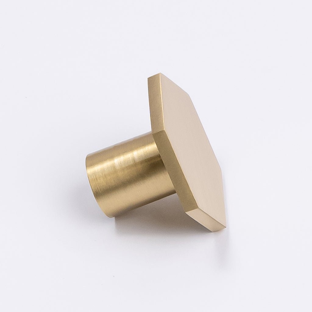 Brushed Brass Hexagonal Cabinet Knob - Rosalind - Manovella - Entry - Point - CABROS32BB - Manovella